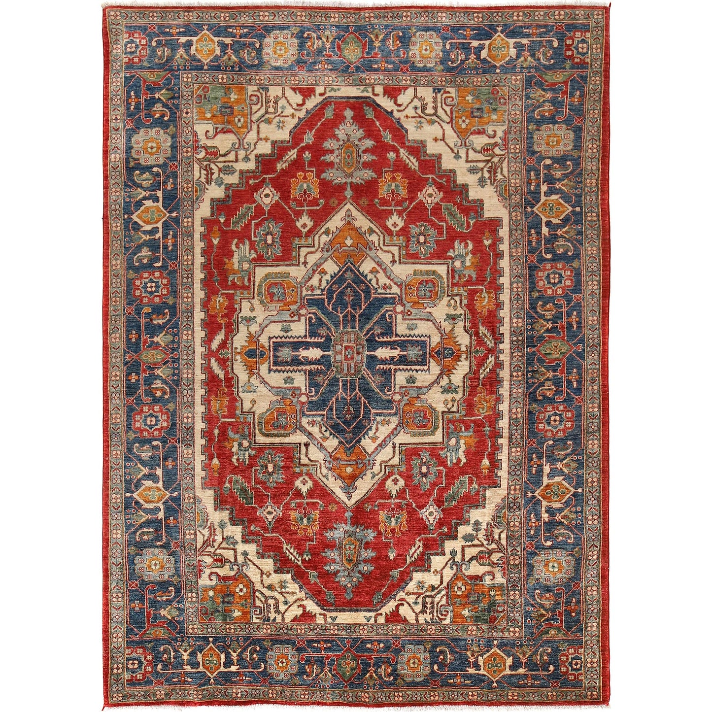 Hand Made Persian Design Heriz Carpet 6' 8" x 9' 7" (ft) - No. B19913