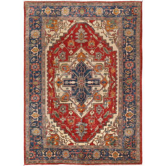 Hand Made Persian Design Heriz Carpet 6' 8" x 9' 7" (ft) - No. B19913