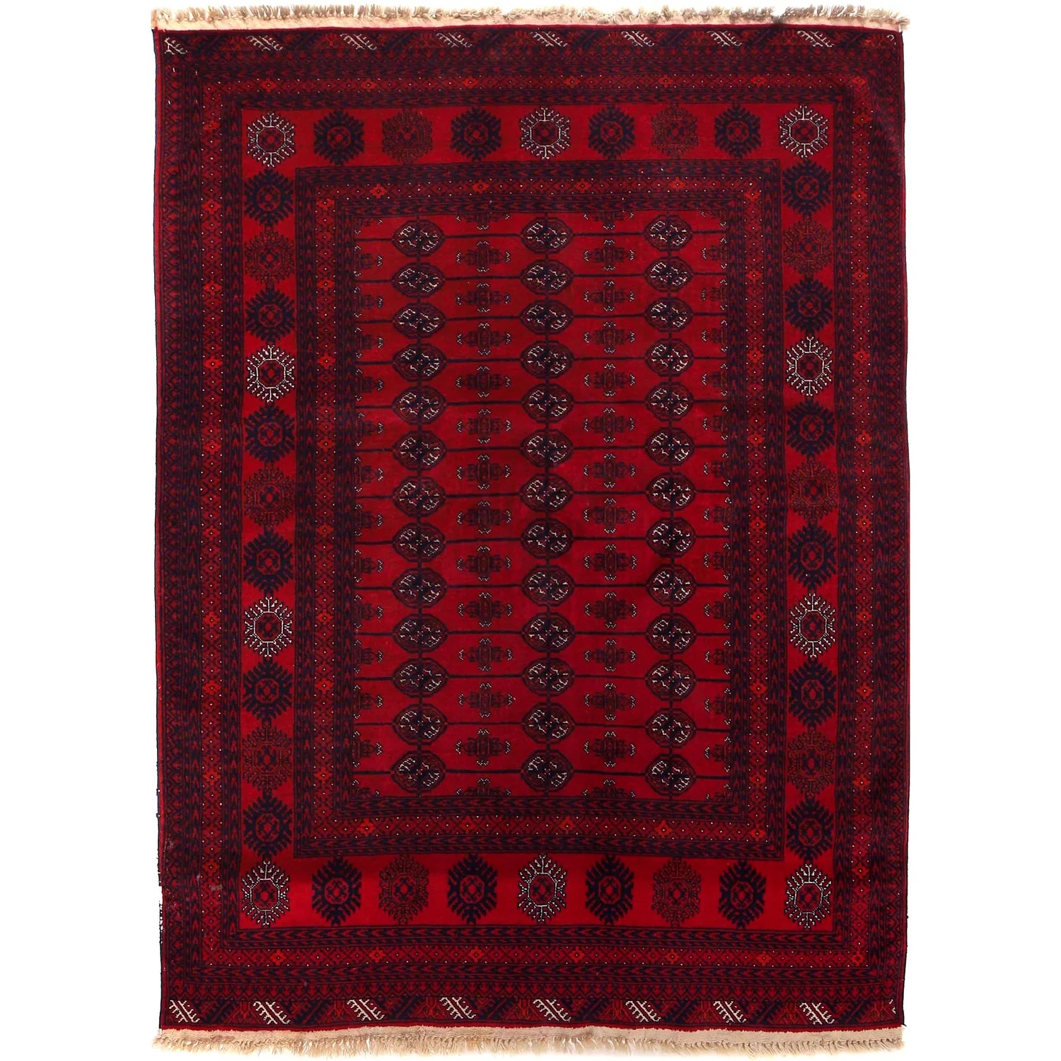 Hand Knotted Bokhara Wool Carpet 4' 6" x 6' 2" (ft) - No. 1324