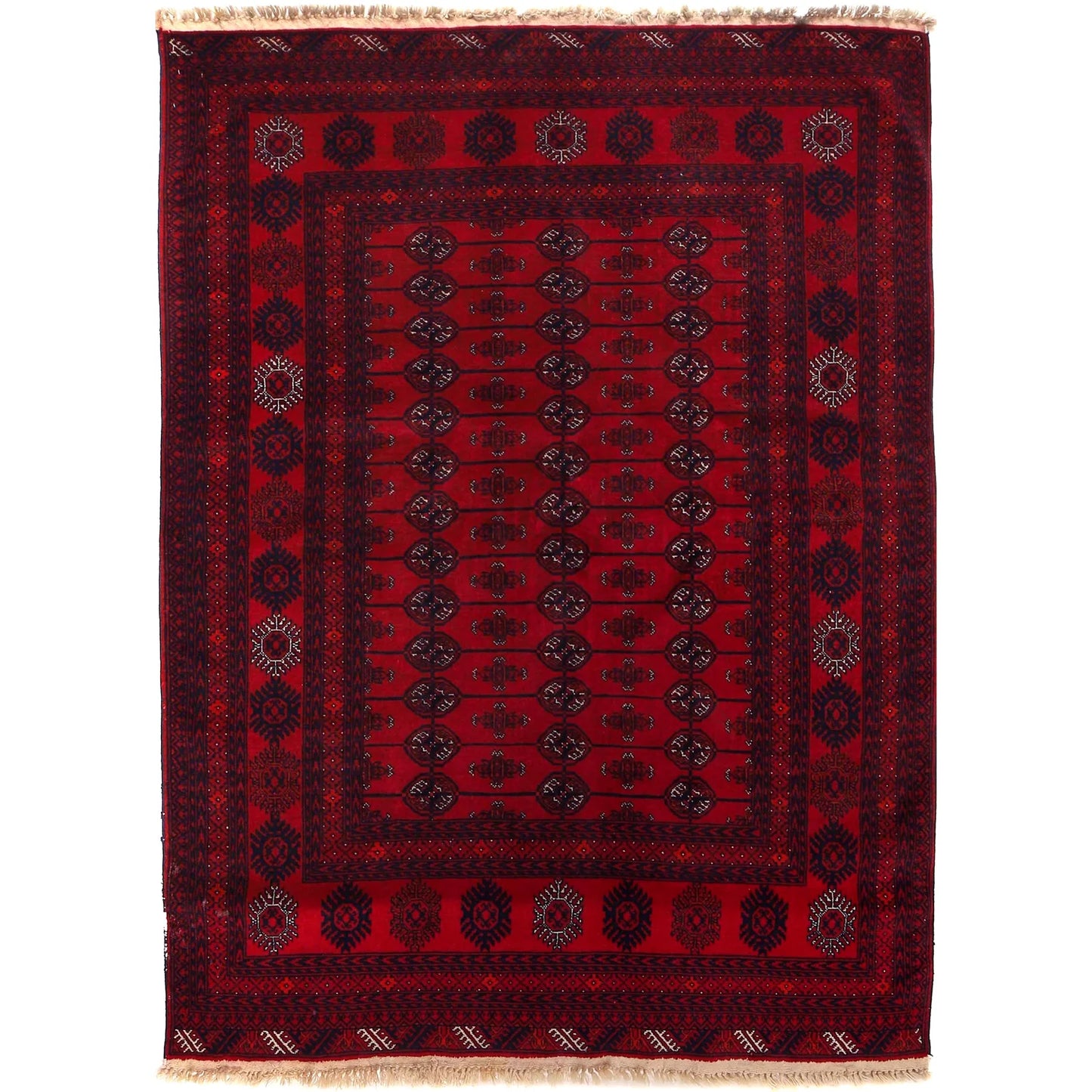 Hand Knotted Bokhara Wool Carpet 4' 6" x 6' 2" (ft) - No. 1324