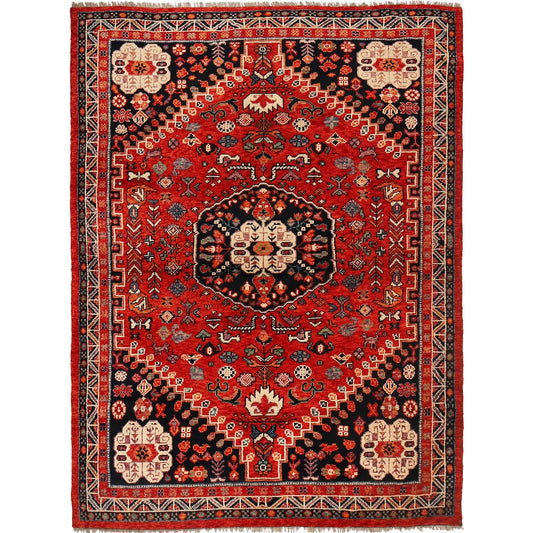 Red Color Shirazi Rug 5' 7" x 7' 7" (ft) - No. B29780