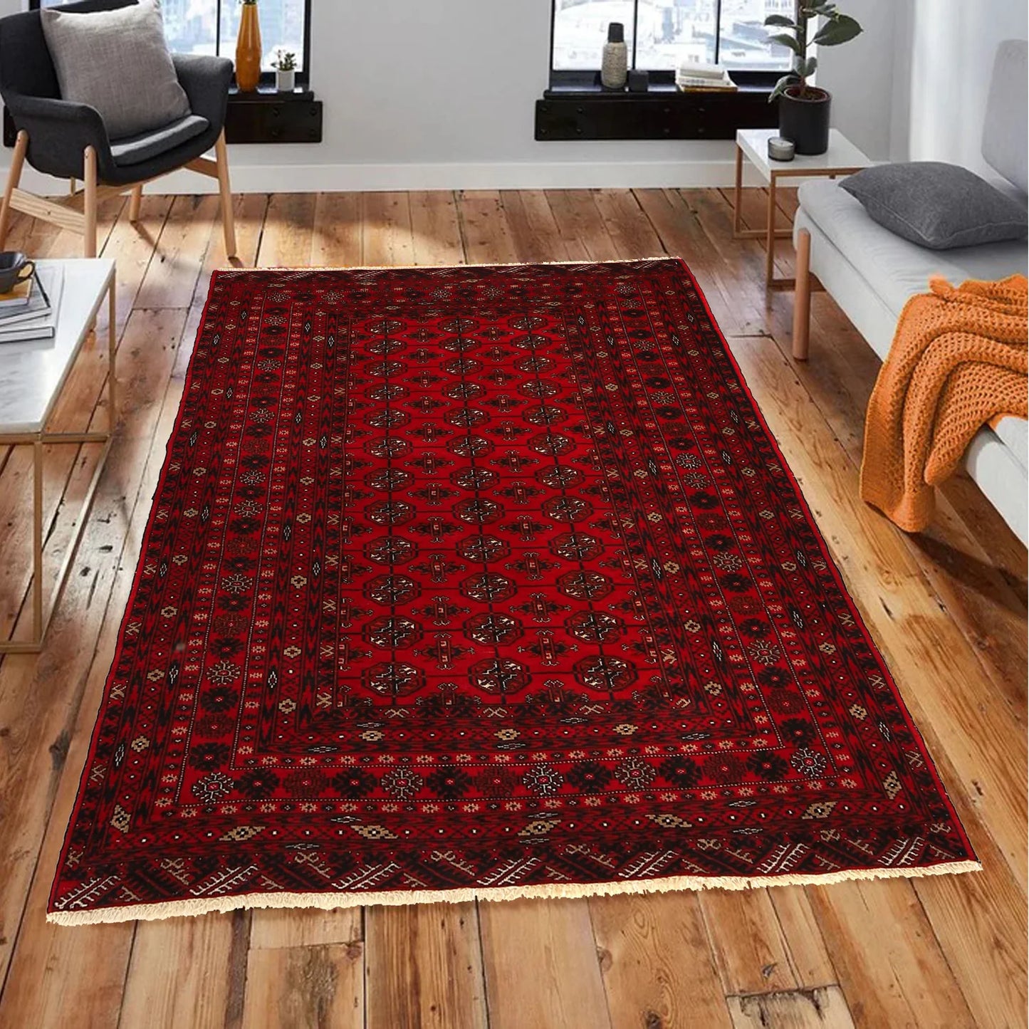 Oriental Bukhara Carpet 4' 0" x 6' 4" (ft) - No. 9033