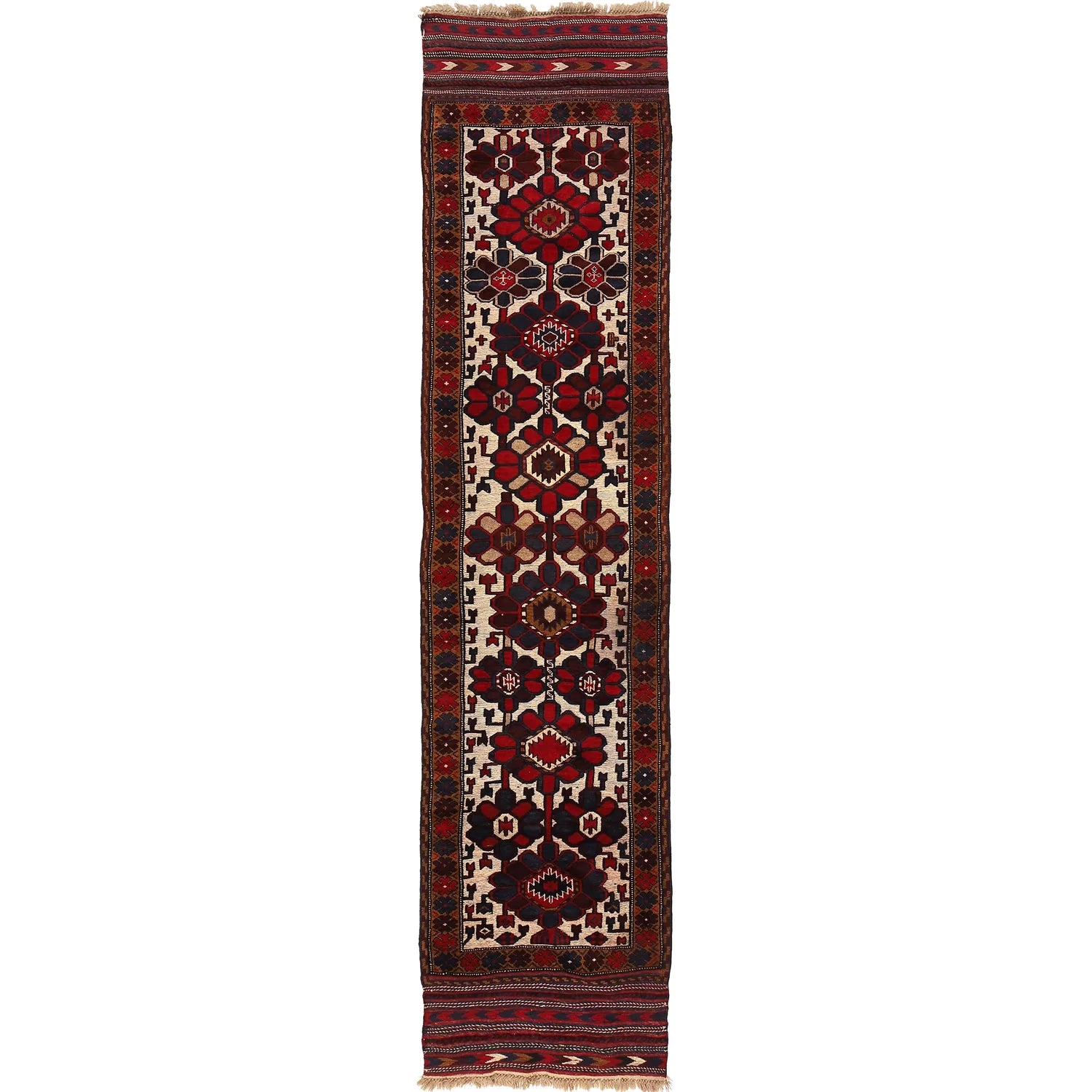 Ivory Color Barjasta Kilim Runner 2' 7" x 11' 8" (ft) - No. B18422