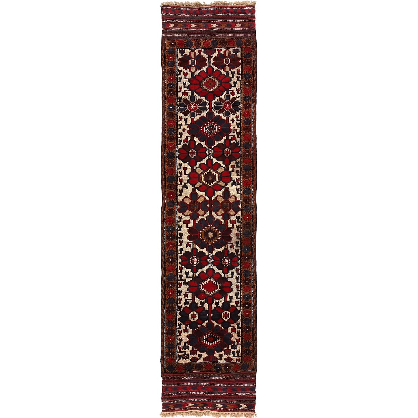 Ivory Color Barjasta Kilim Runner 2' 7" x 11' 8" (ft) - No. B18422