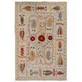 Beige Color Embroidery Flatweave Kilim 5' 3" x 7' 10" (ft) - No. B32080
