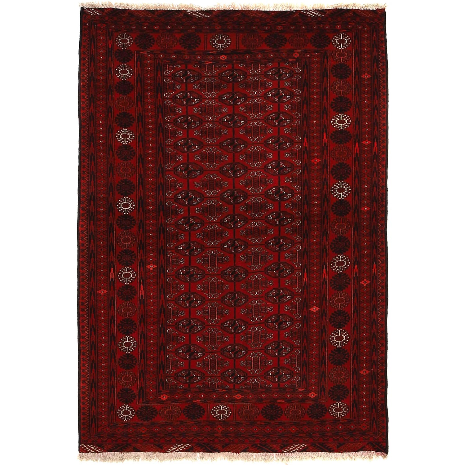Hand Knotted Bokhara Wool Carpet 3' 11" x 5' 11" (ft) - No. 9034