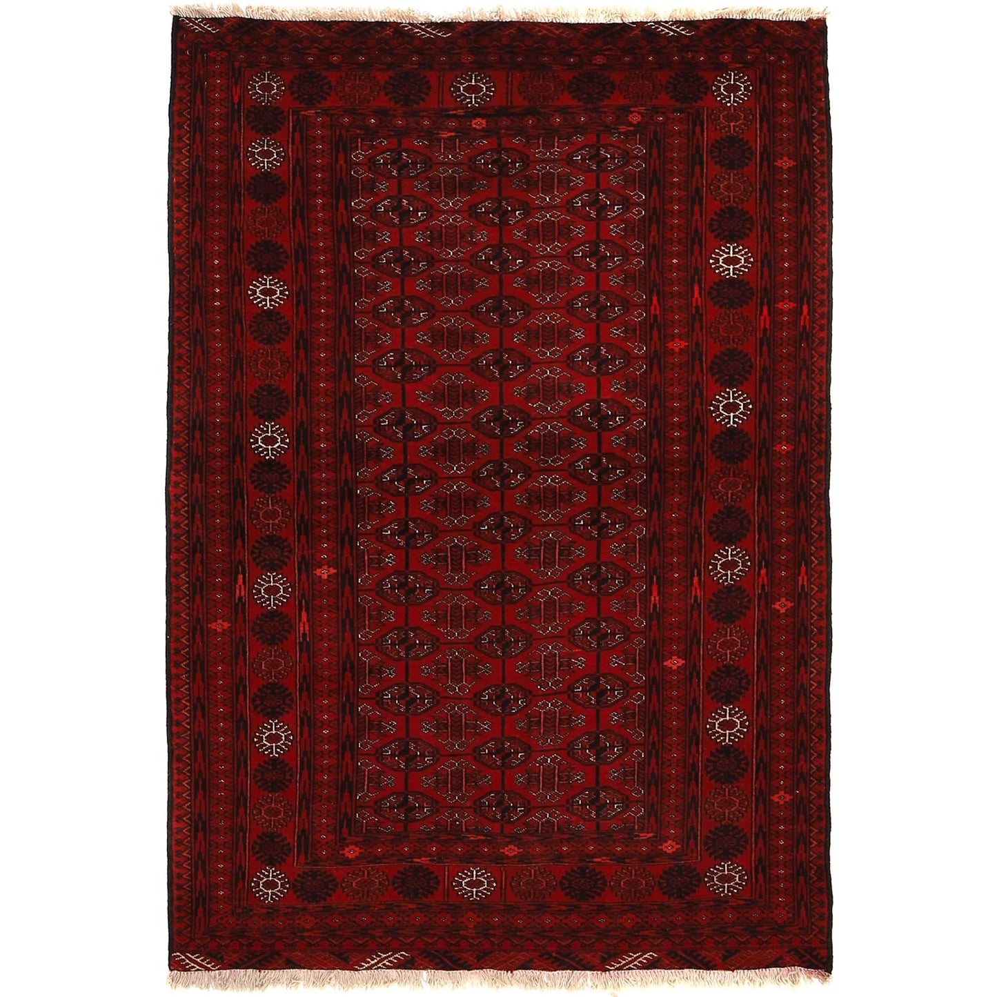 Hand Knotted Bokhara Wool Carpet 3' 11" x 5' 11" (ft) - No. 9034