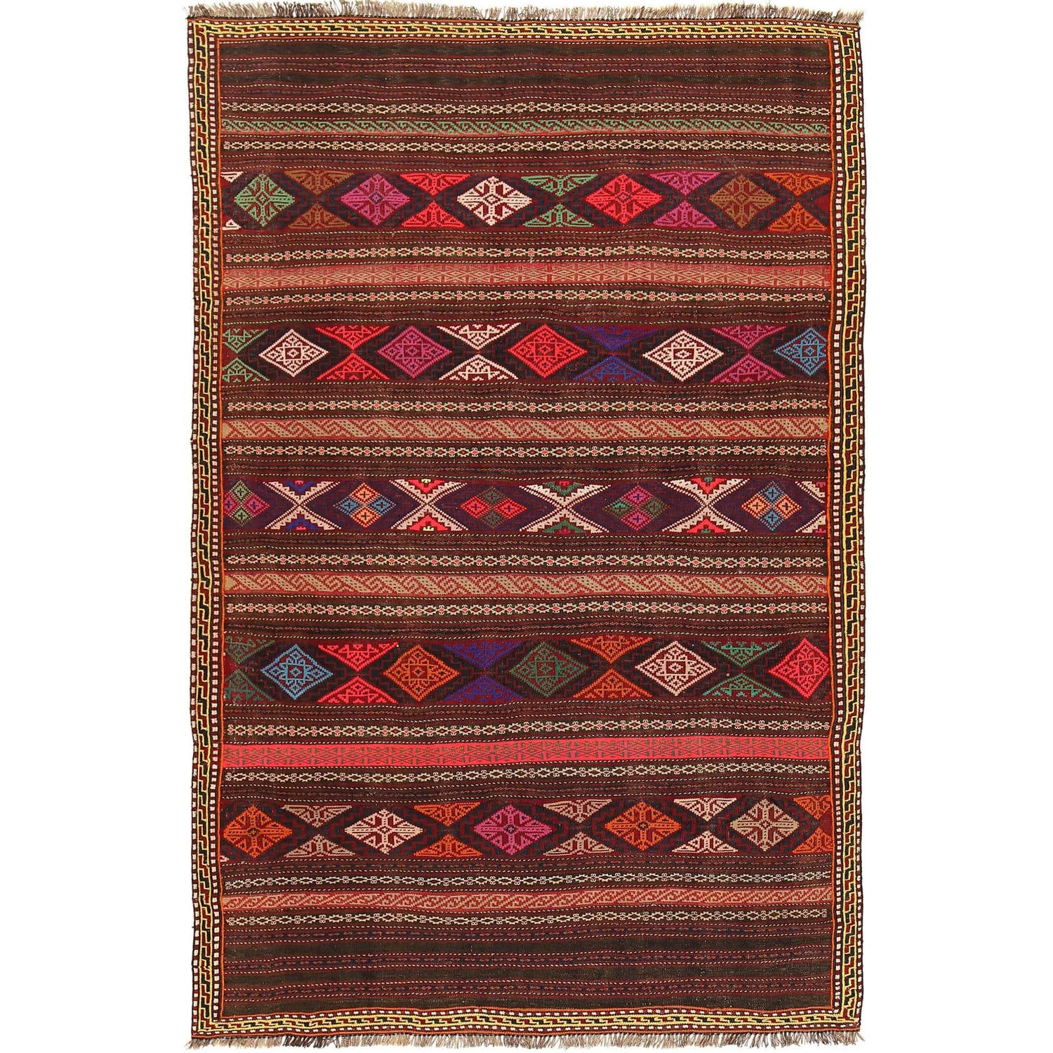 Handmade Flatweave Dhurrie 4' 4" x 7' 6" (ft) - No. B20350