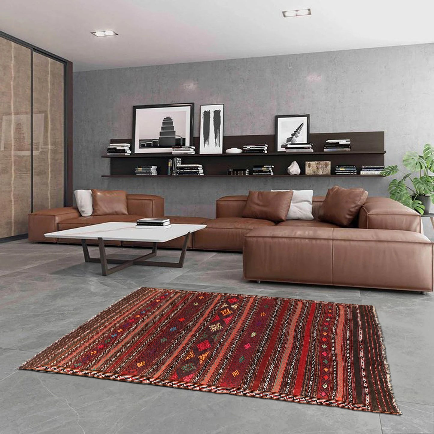 Medium Size Dhurrie Kelim 4' 5" x 7' 12" (ft) - No. B20352