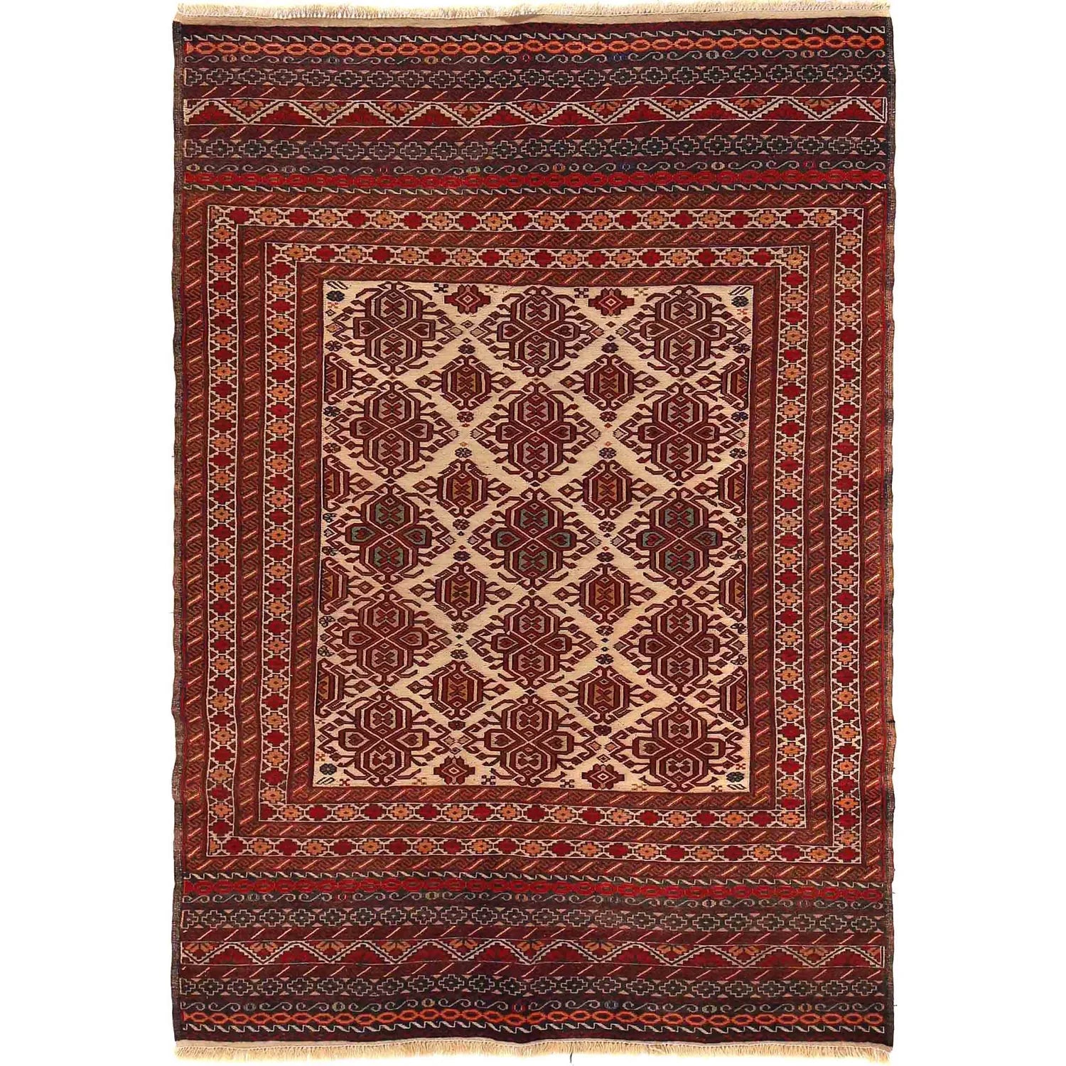 Fine Quality Flatweave Dhurrie 4' 2" x 6' 0" (ft) - No. W18126