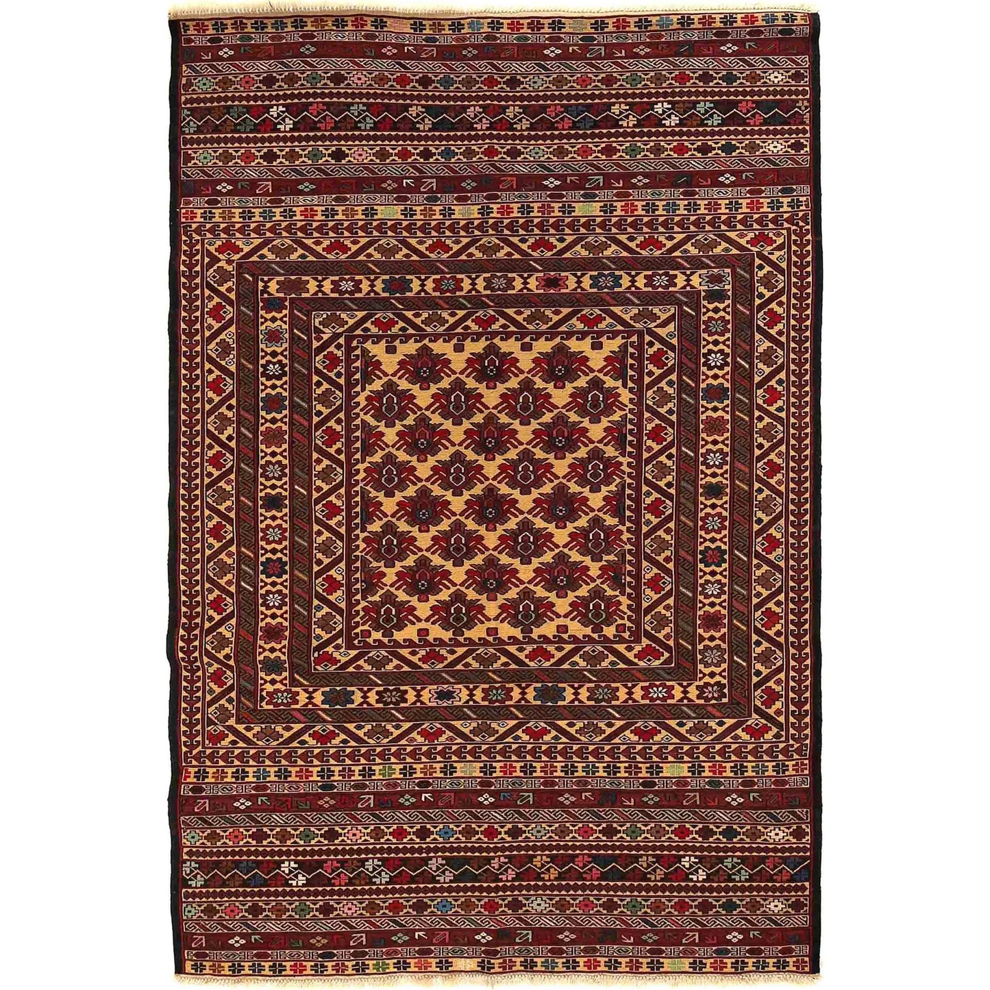 Fine Quality Flatweave Dhurrie 4' 0" x 6' 2" (ft) - No. W18127