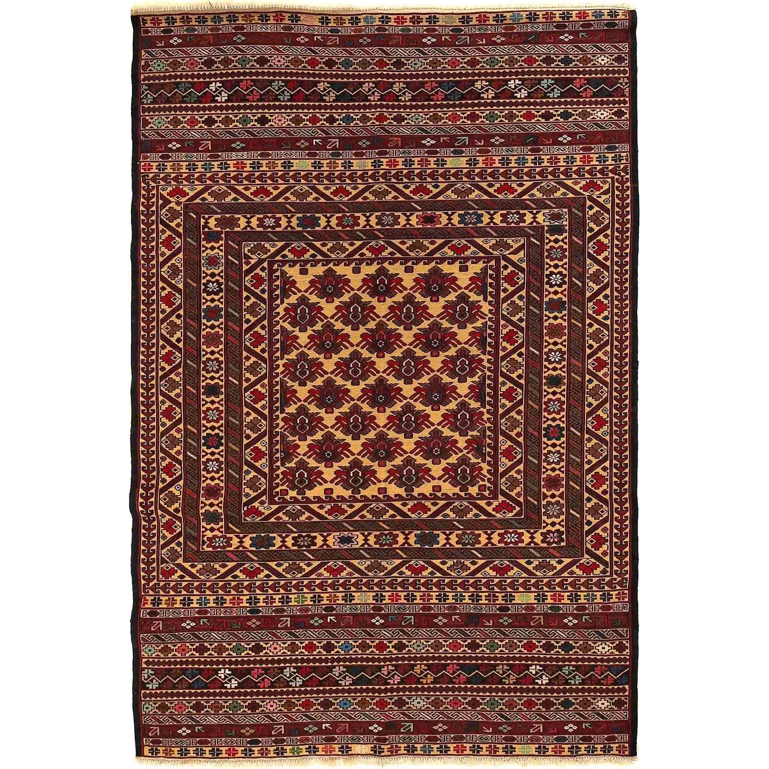 Fine Quality Flatweave Dhurrie 4' 0" x 6' 2" (ft) - No. W18127