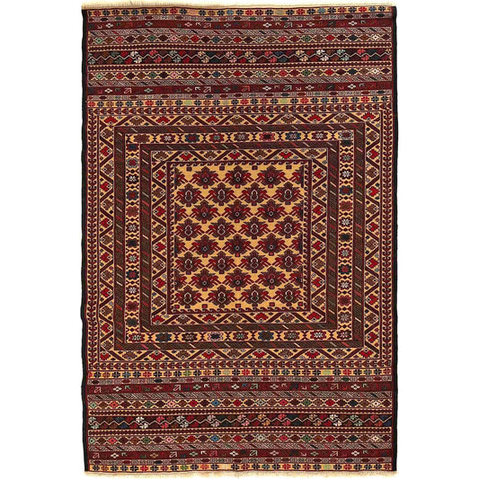 Fine Quality Flatweave Dhurrie 4' 0" x 6' 2" (ft) - No. W18127