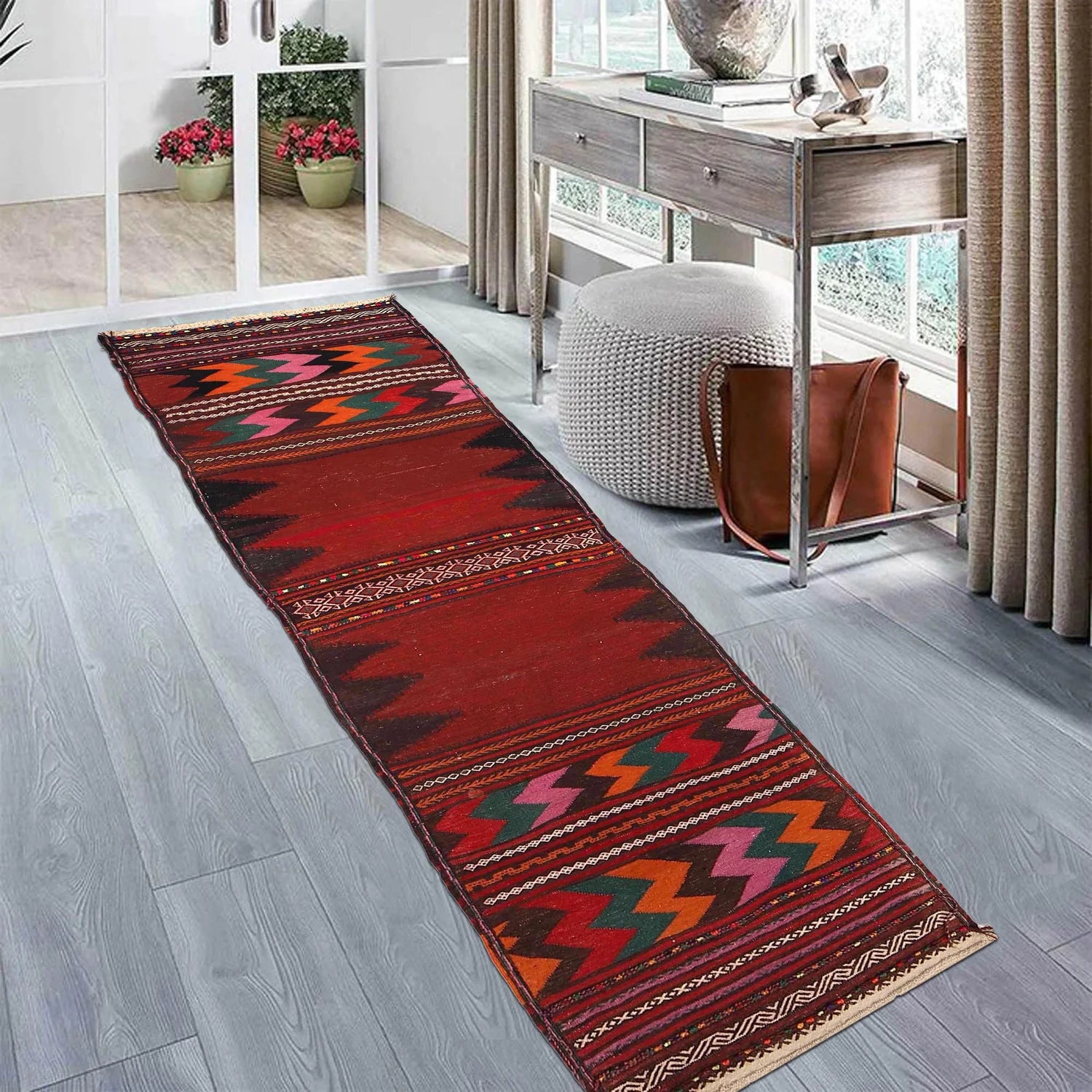 Hand Knotted Table Sheet Dhurrie Runner 2' 3" x 6' 5" (ft) - No. 18-195*69