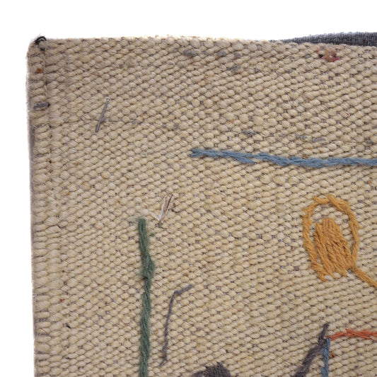 Beige Color Embroidery Flatweave Kilim 5' 3" x 7' 10" (ft) - No. B32080