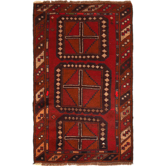Firebrick Baluchi Carpet 2' 9"x 4' 8" (ft) - No. G27633