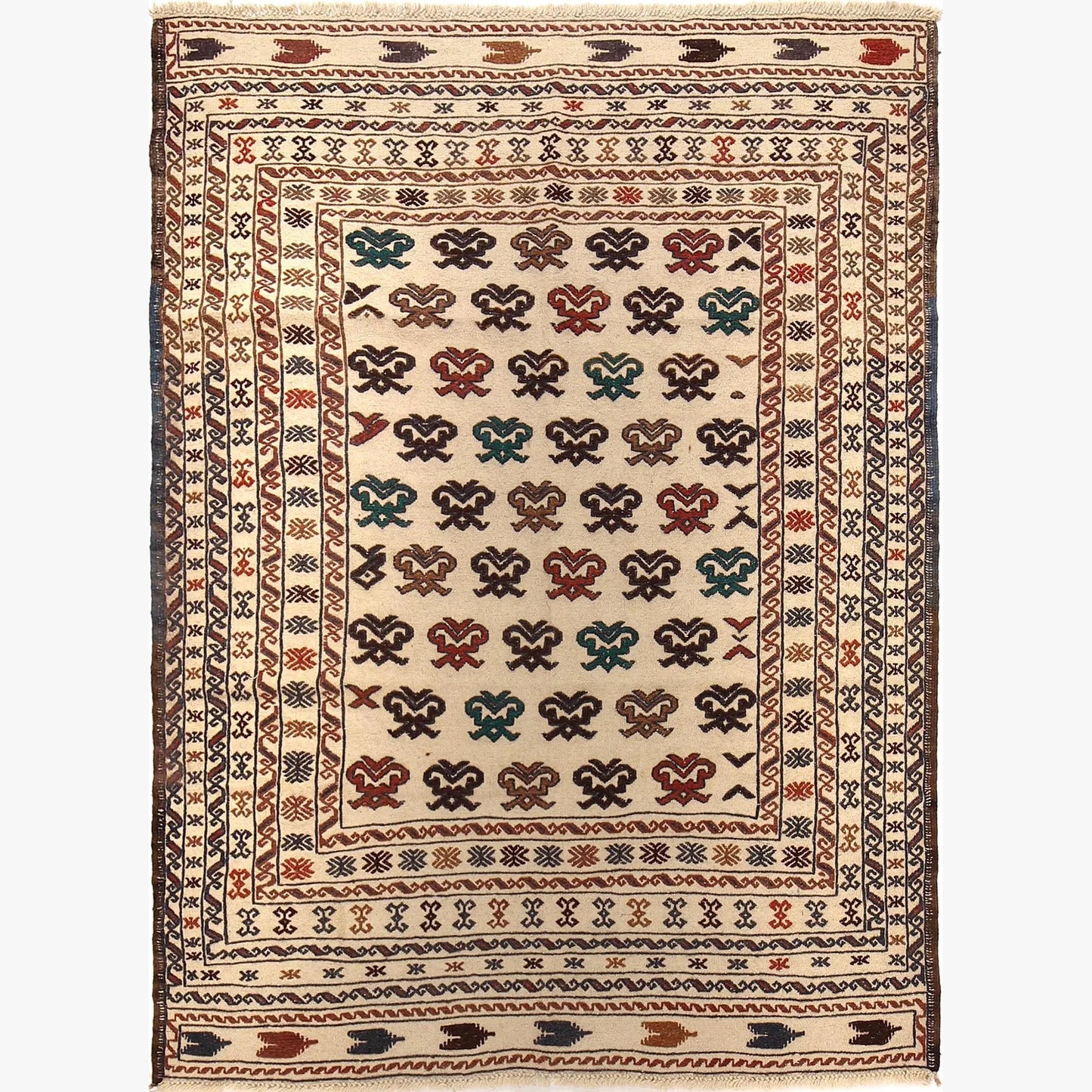 Handmade Soumak Kelim / Dhurrie 4' 5" x 5' 11" (ft) - No. 2356