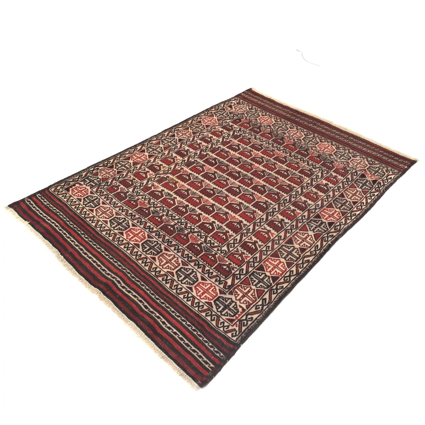 White Sumak Kilim 4' 1 x 5' 9 (ft) - No.  B19997