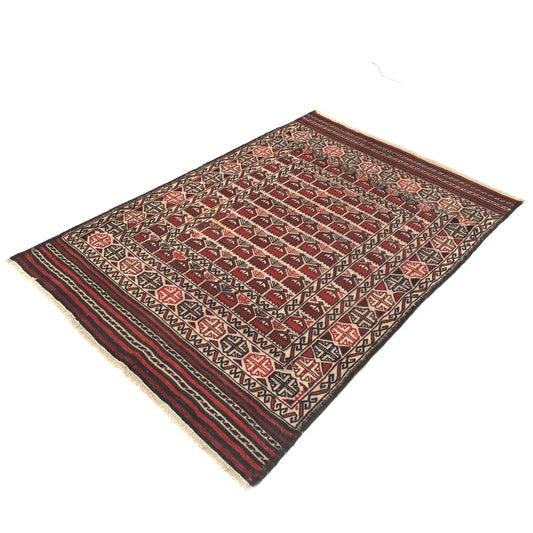 White Sumak Kilim 4' 1 x 5' 9 (ft) - No.  B19997