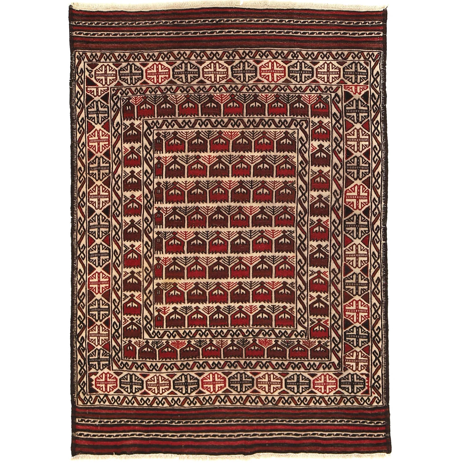 White Sumak Kilim 4' 1 x 5' 9 (ft) - No.  B19997