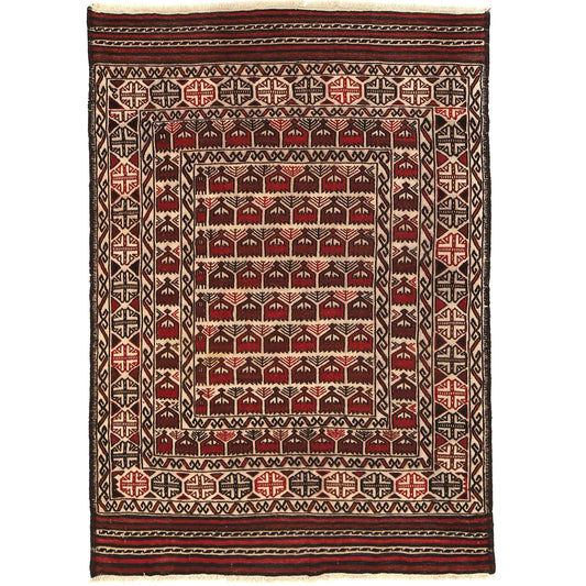 White Sumak Kilim 4' 1 x 5' 9 (ft) - No.  B19997