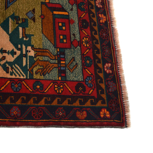 Handmade Village Design Rug 2' 11" x 4' 8" (ft)- No. B20796
