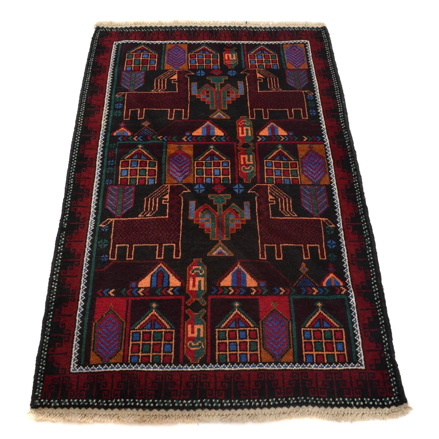 Hand Made Animal Picture Rug 2' 11" x 4' 6" (ft)- No. 7938