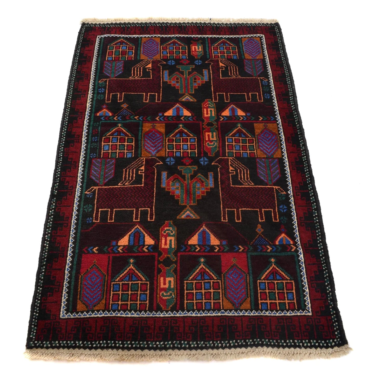 Hand Made Animal Picture Rug 2' 11" x 4' 6" (ft)- No. 7938