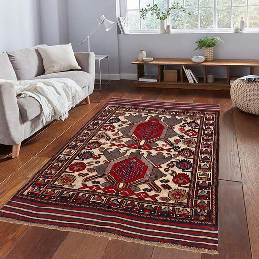 Hand Knotted Barjista Kilim Rug 4' 0" x 5' 5" (ft) - No. 2495
