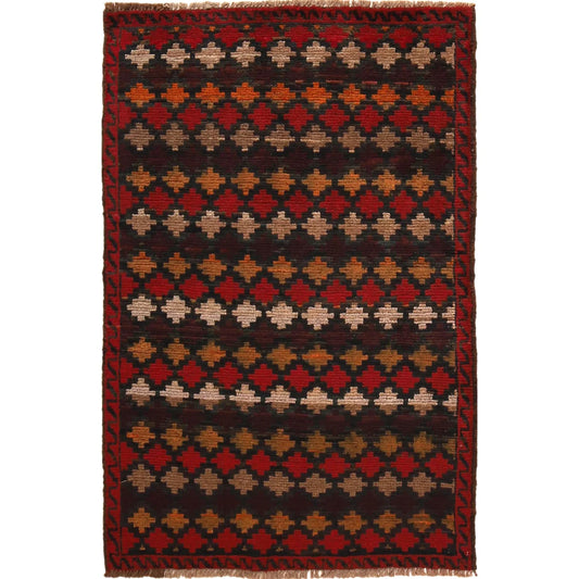 Hand Knotted Baluchi Rug 2' 10" x 4' 5" ft / 87 x 135 cm - No. G29090