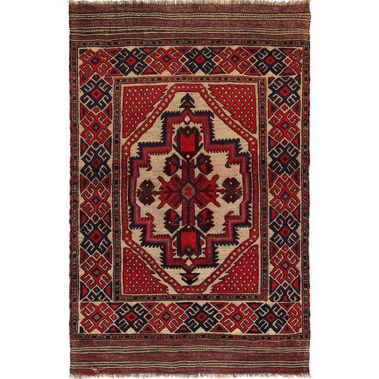 Handmade Barjista Kilim Rug 4' 2 x 5' 9 (ft) - No. B21607