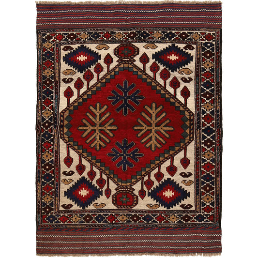 Hand Knotted Barjista Kilim Rug 3' 7 x 5' 6 (ft) - No. G22905