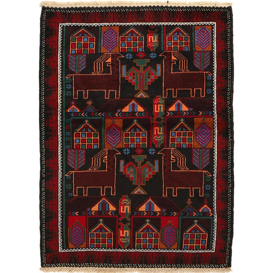 Hand Made Animal Picture Rug 2' 11" x 4' 6" (ft)- No. 7938