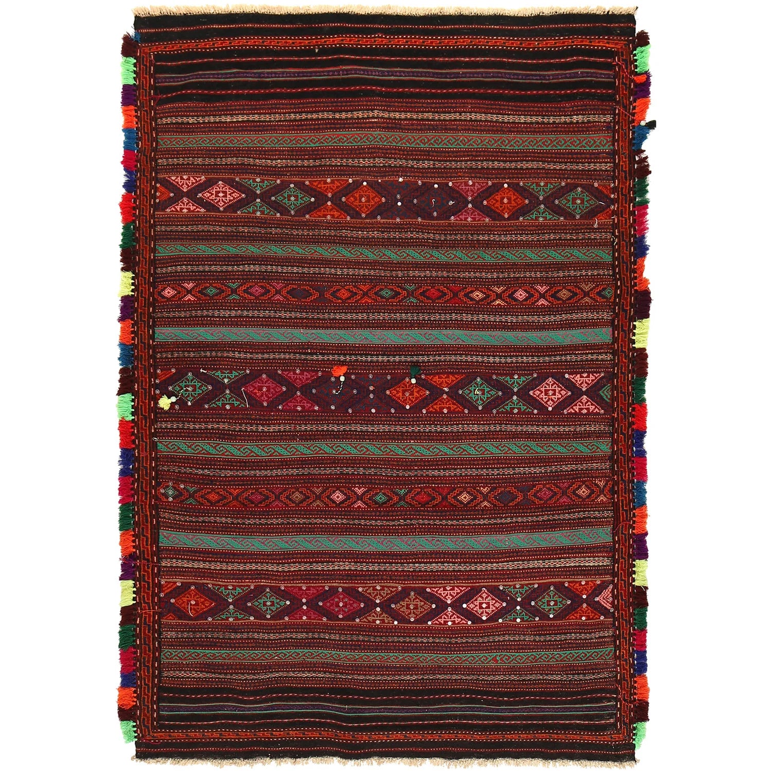 Handmade Flatweave Kilim 4' 8" x 7' 1" ft / 141 x 216 cm - No. B19314