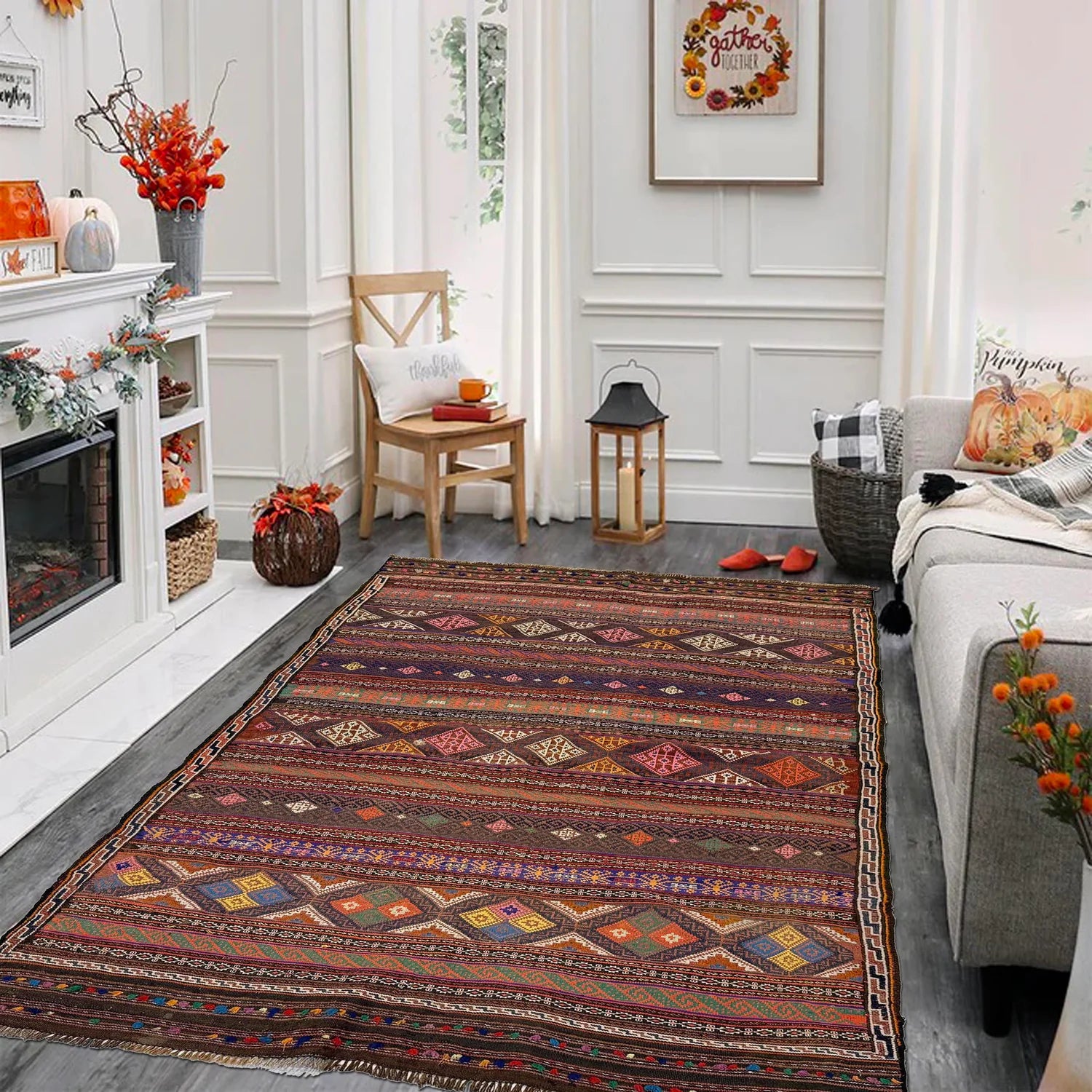 Handmade Flatweave Kilim 4' 7" x 6' 11" ft / 139 x 211 cm - No. B20249