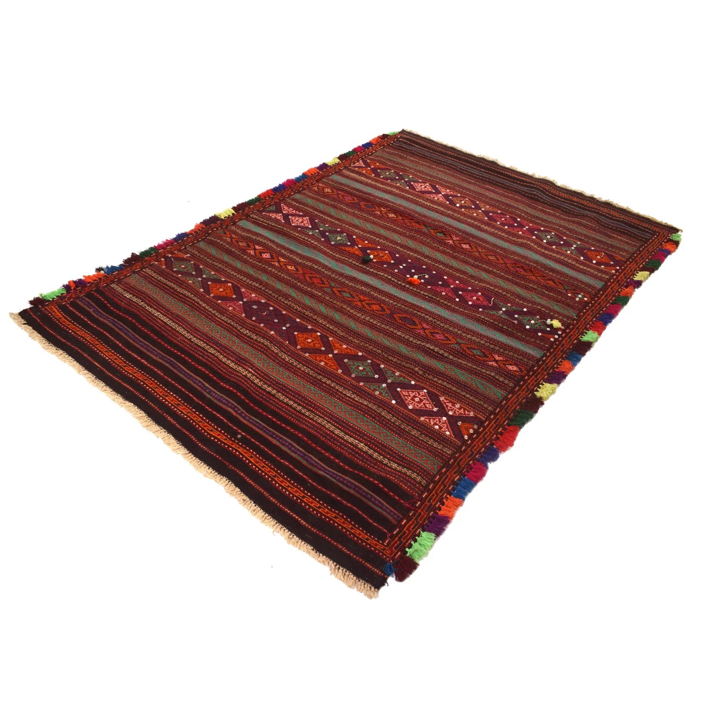 Handmade Flatweave Kilim 4' 8" x 7' 1" ft / 141 x 216 cm - No. B19314