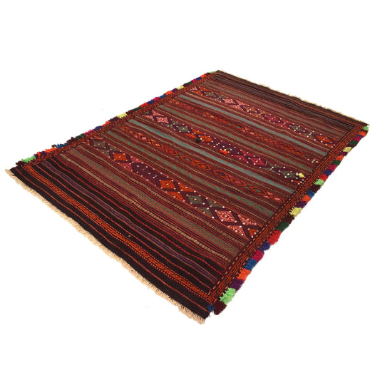 Handmade Flatweave Kilim 4' 8" x 7' 1" ft / 141 x 216 cm - No. B19314