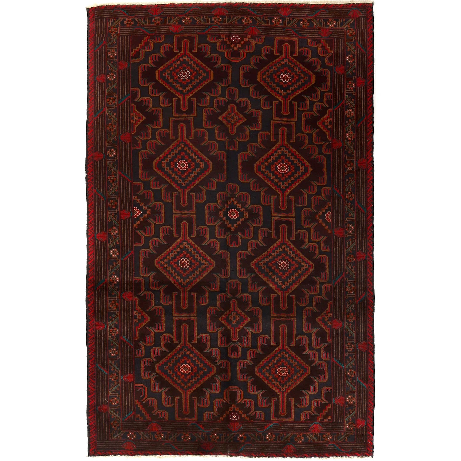 Tribal Baloch Rug 5' 11" x 9' 7" (ft) - No. 9001