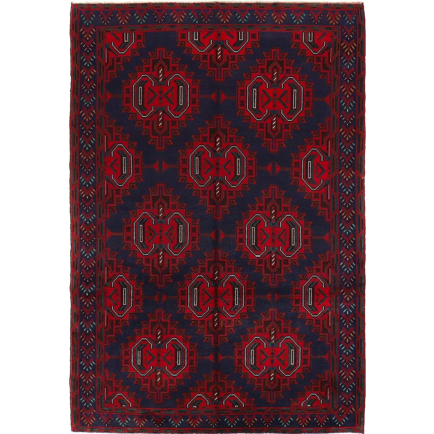 Hand Knotted Baluchi Rug 6' 7" x 9' 9" (ft) - No. 9171