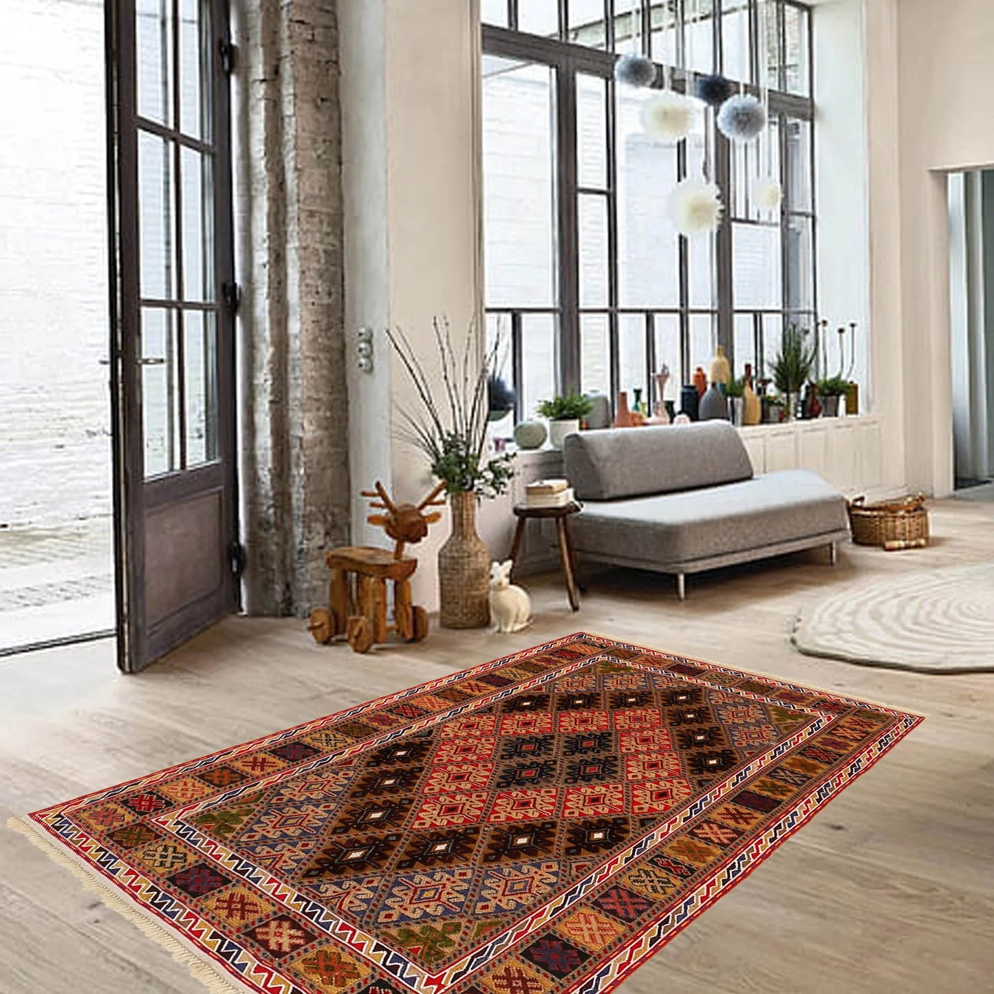 Handmade Nakhunak Kilim Rug 2' 8" x 3' 8" ft / 81 x 112 cm - No. B21525