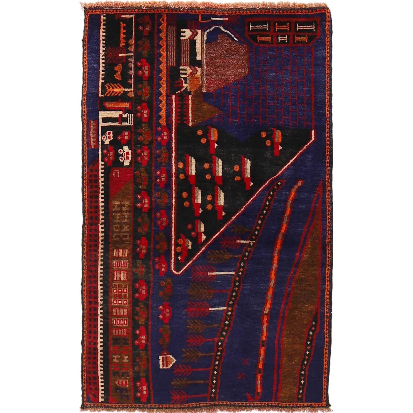 Handmade Pictorial Carpet 2' 5" x 3' 11" ft / 73 x 119 cm - No. 3291