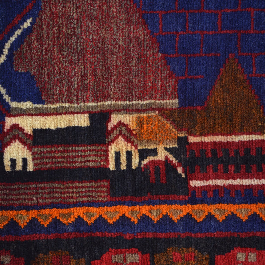 Handmade Pictorial Carpet 2' 5" x 3' 11" ft / 73 x 119 cm - No. 3291